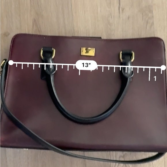 J. Crew black and maroon vintage leather Edie satchel - Picture 8 of 11